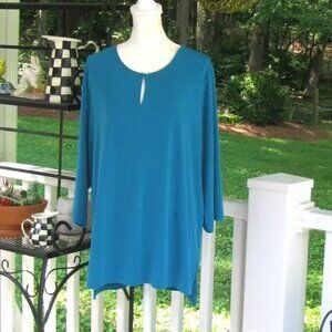 Susan Graver Modern Essentials liquid knit keyhole tunic top shirt XL luxury